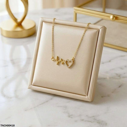 TNCH00418 TNR Stainless Steel Zircon Heart Beat Necklace  - TNCH
