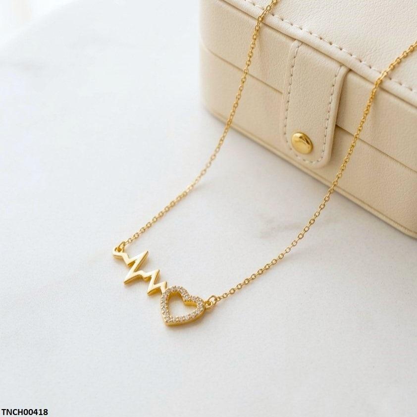TNCH00418 TNR Stainless Steel Zircon Heart Beat Necklace  - TNCH