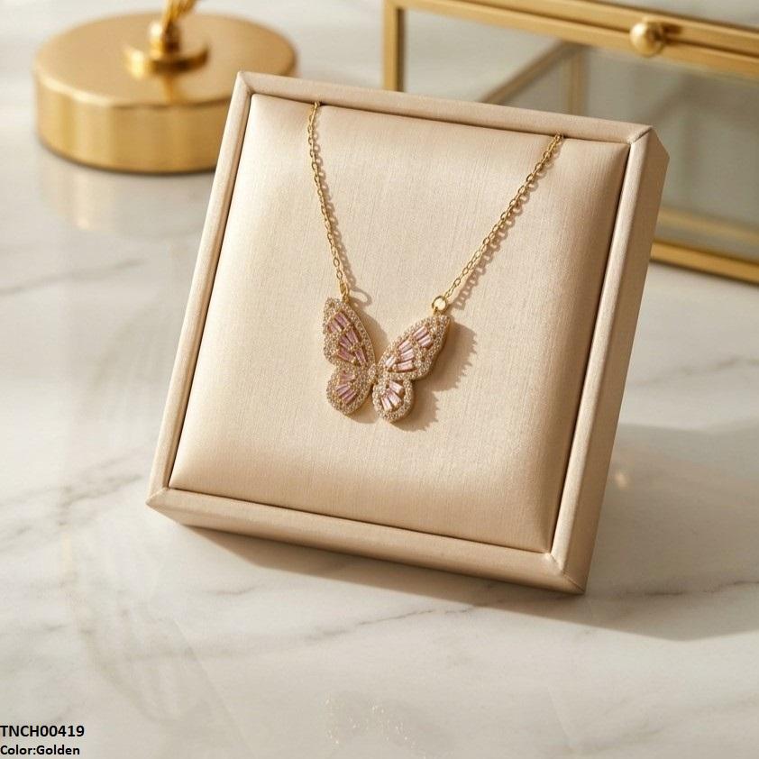 TNCH00419 TNR Stainless Steel Zircon Butterfly Necklace  - TNCH