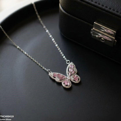 TNCH00419 TNR Stainless Steel Zircon Butterfly Necklace  - TNCH