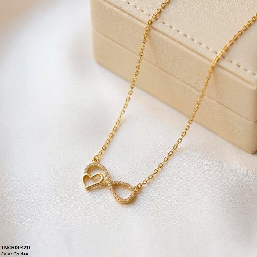 TNCH00420 TNR Stainless Steel Zircon Infinity Heart Necklace  - TNCH