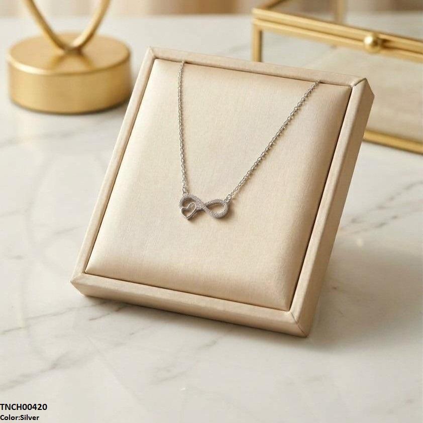 TNCH00420 TNR Stainless Steel Zircon Infinity Heart Necklace  - TNCH