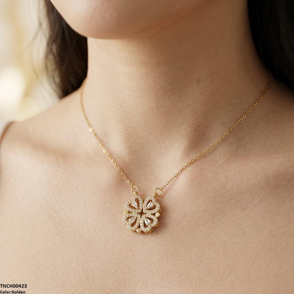 TNCH00423 TNR Stainless Steel Zircon Round Heart Necklace  - TNCH