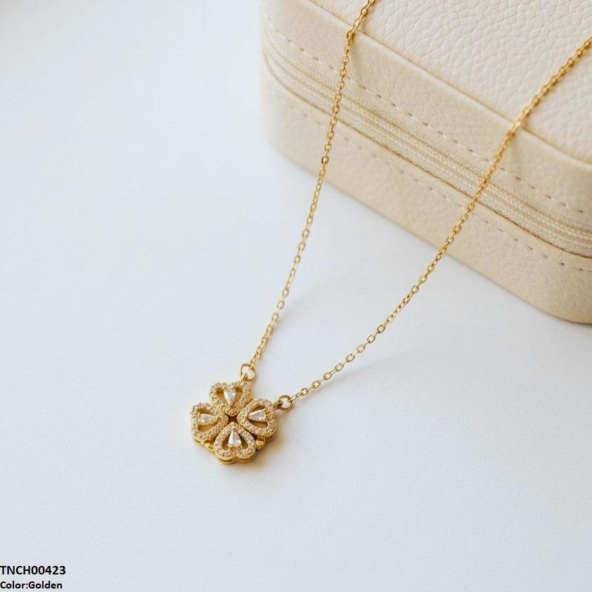 TNCH00423 TNR Stainless Steel Zircon Round Heart Necklace  - TNCH