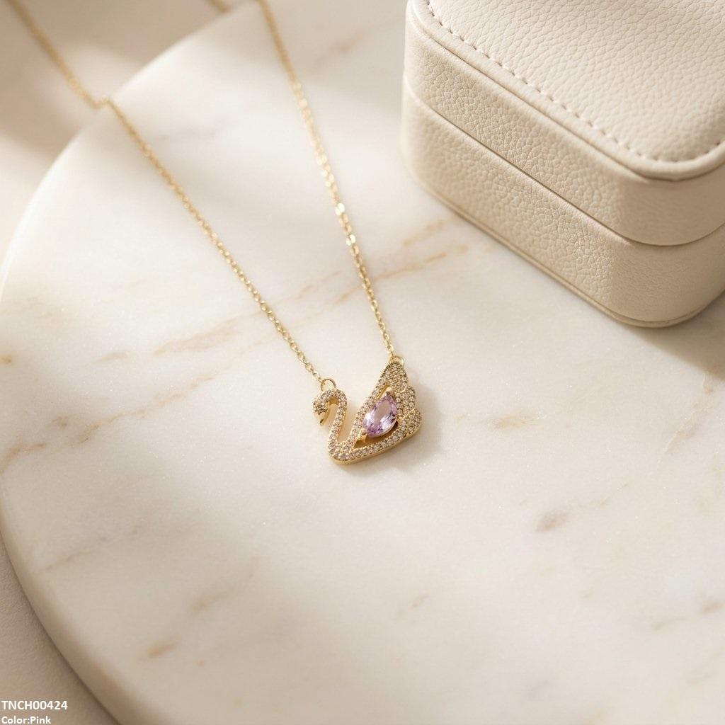 TNCH00424 TNR Stainless Steel Zircon Duck Necklace  - TNCH