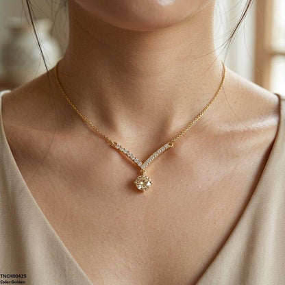 TNCH00425 TNR Stainless Steel Zircon Round Necklace  - TNCH