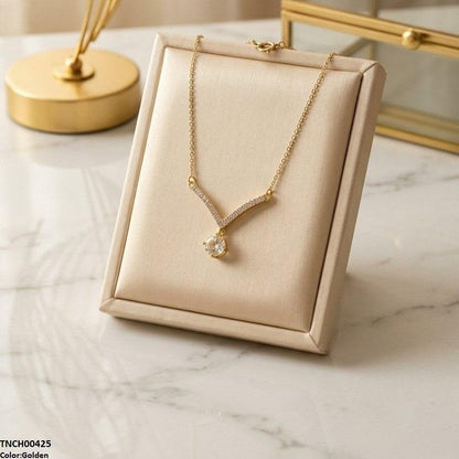 TNCH00425 TNR Stainless Steel Zircon Round Necklace  - TNCH
