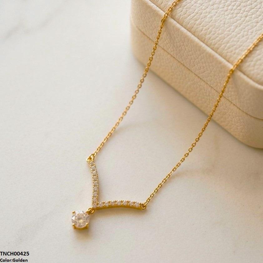 TNCH00425 TNR Stainless Steel Zircon Round Necklace  - TNCH