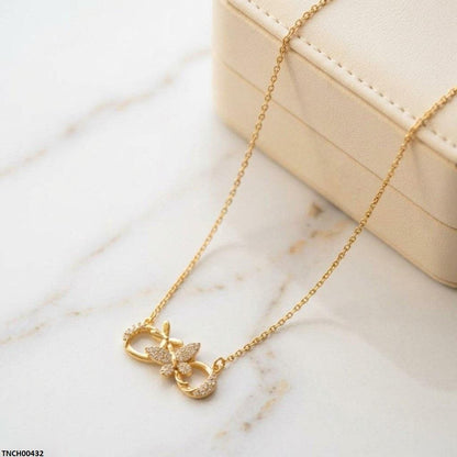 TNCH00432 TNR Stainless Steel Zircon Butterfly Necklace  - TNCH