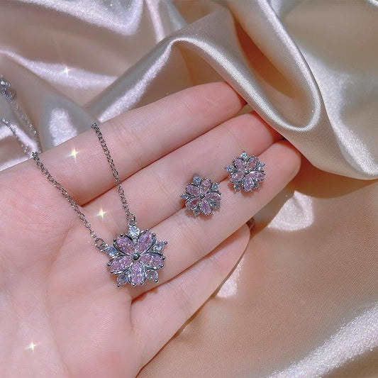 TPSH00662 KYC Marquise Flower ZIRCON Pendent Set - TPSH