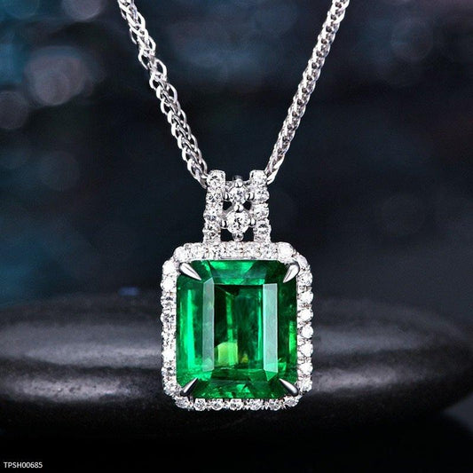 TPSH00685 GWH Emerald Rectangle Stone Pendant - TPSH