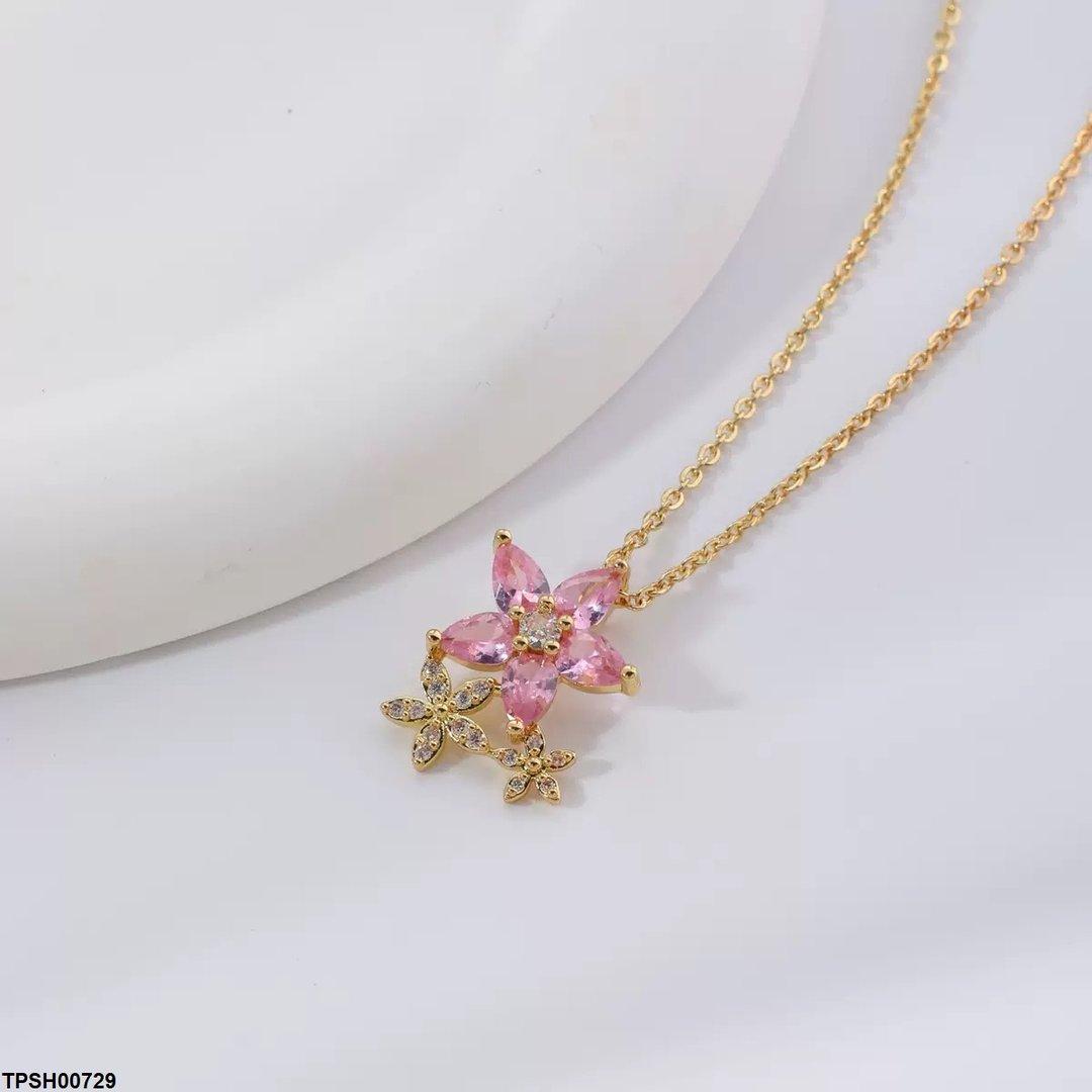 TPSH00729 WKO Flower Drop Pendant With Chain - TPSH