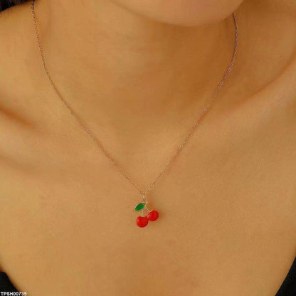 TPSH00735 QWN Stainless Steel Cherry/Leaf Pendant - TPSH