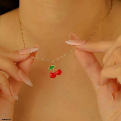 TPSH00735 QWN Stainless Steel Cherry/Leaf Pendant - TPSH