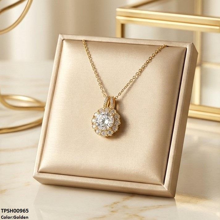 TPSH00965 TNR Stainless Steel Zircon Round Flower Pendant - TPSH