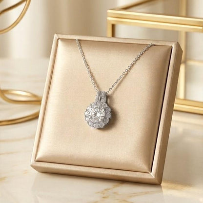 TPSH00965 TNR Stainless Steel Zircon Round Flower Pendant - TPSH
