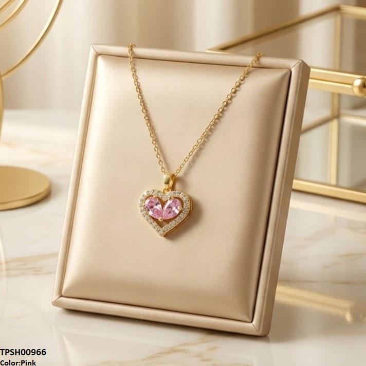 TPSH00966 TNR Stainless Steel Zircon Heart /Tear Pendant - TPSH