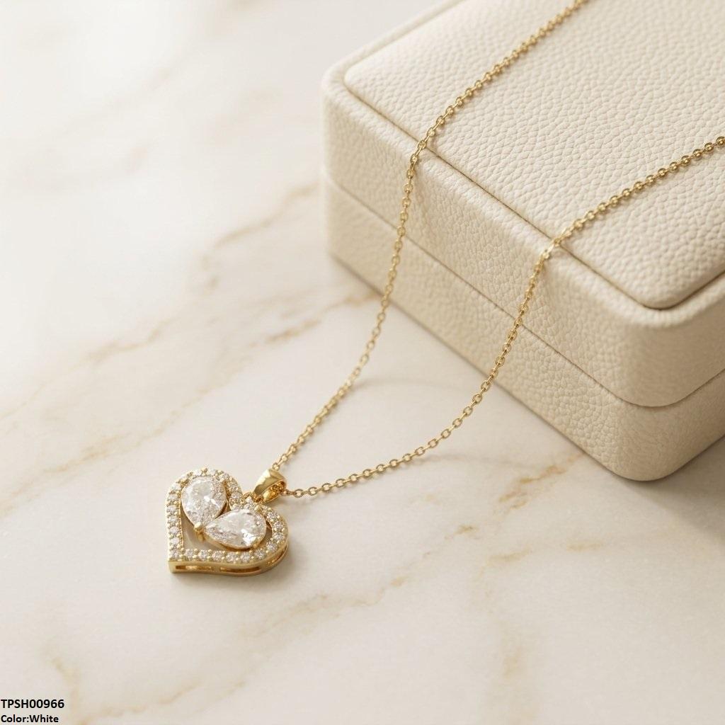 TPSH00966 TNR Stainless Steel Zircon Heart /Tear Pendant - TPSH