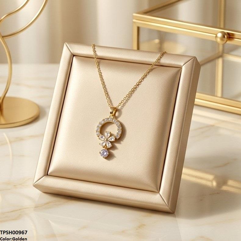 TPSH00967 TNR Stainless Steel Zircon Flower Round Drop Pendant - TPSH