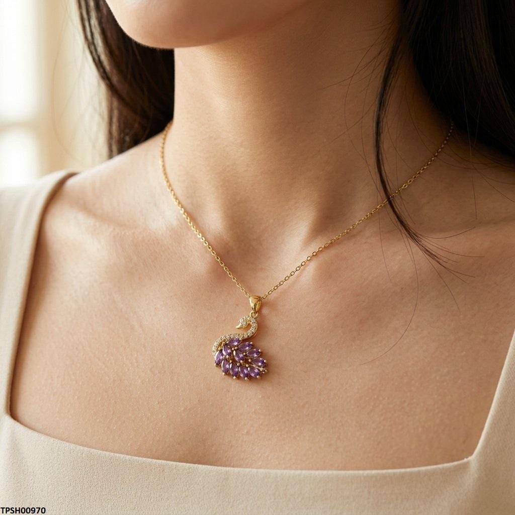 TPSH00970 TNR Stainless Steel Zircon Duck Pendant - TPSH