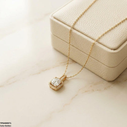 TPSH00971 TNR Stainless Steel Zircon Round/Square Pendant - TPSH