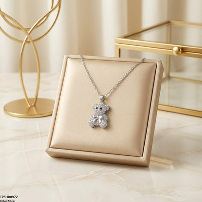 TPSH00972 TNR Stainless Steel Zircon Teddy Bear Pendant - TPSH
