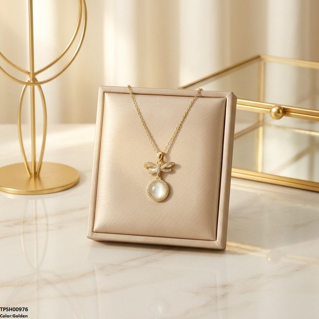 TPSH00976 TNR Stainless Steel Zircon Infinity Round Drop Pendant - TPSH