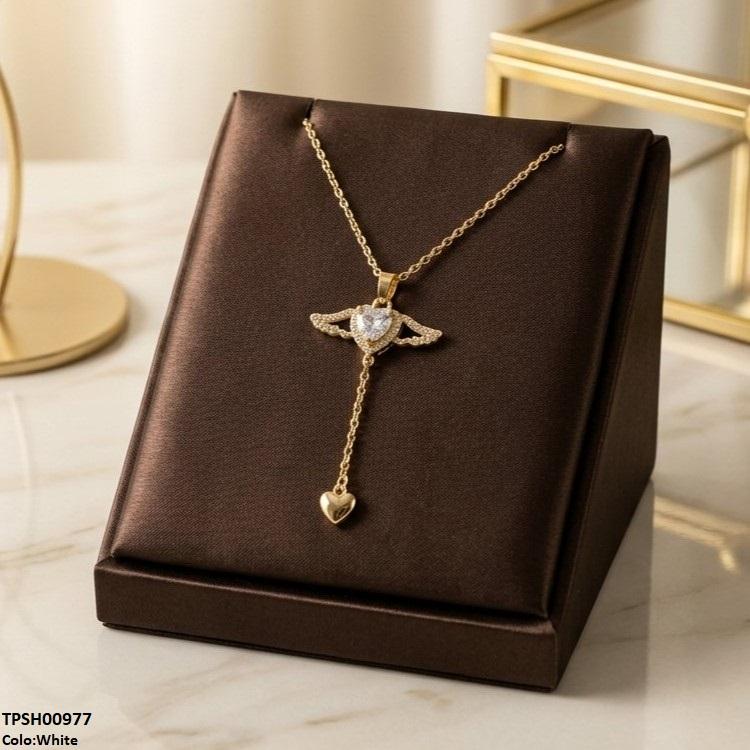 TPSH00977 TNR Stainless Steel Zircon Double Heart Pendant - TPSH