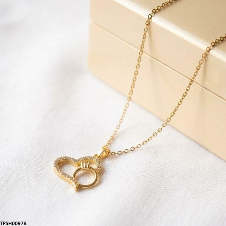 TPSH00978 TNR Stainless Steel Zircon Heart Ring Pendant - TPSH