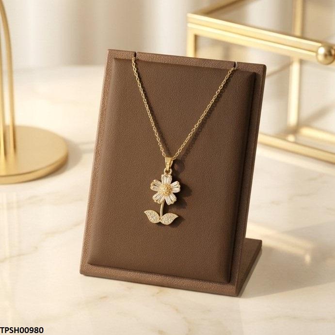 TPSH00980 TNR Stainless Steel Zircon Sun Flower Pendant - TPSH