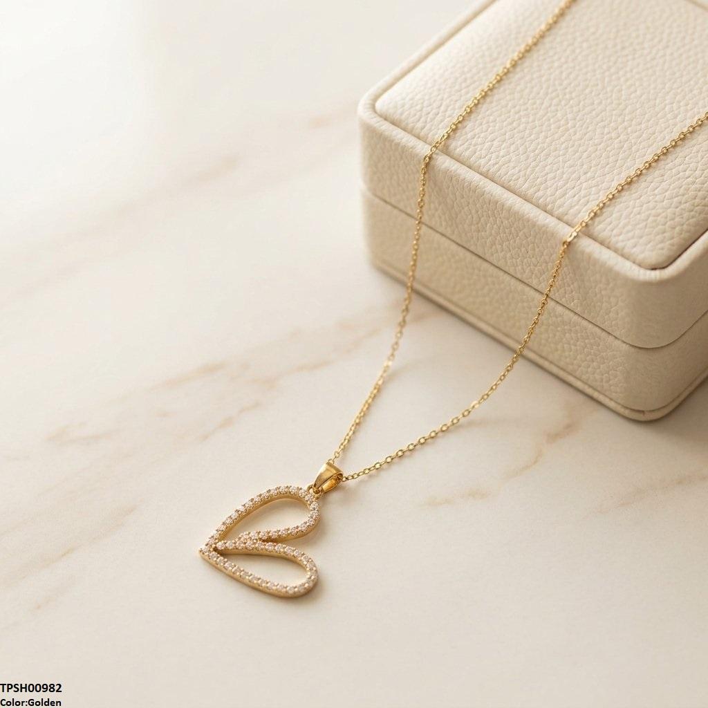 TPSH00982  TNR Stainless Steel Zircon Heart Pendant - TPSH