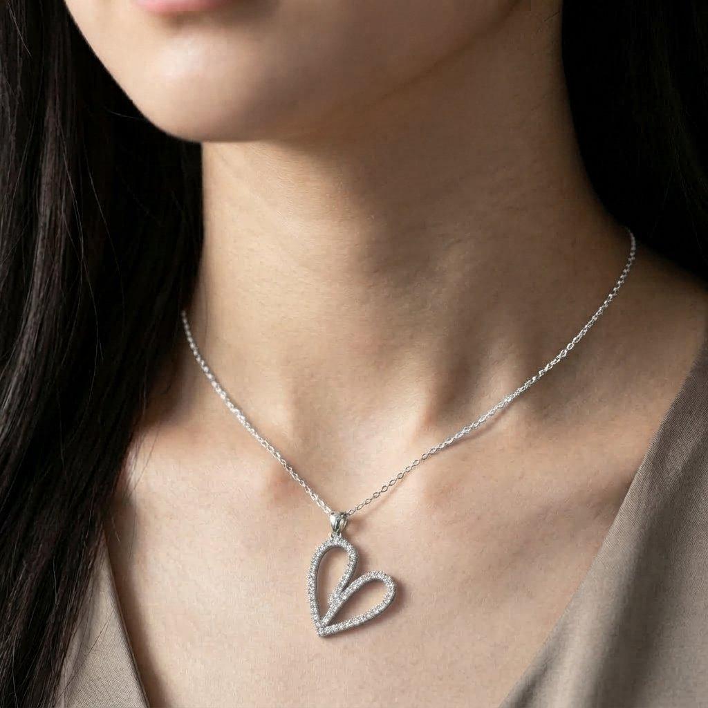 TPSH00982  TNR Stainless Steel Zircon Heart Pendant - TPSH