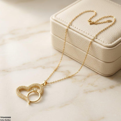 TPSH00989 TNR Stainless Steel Zircon Heart Ring Pendant - TPSH