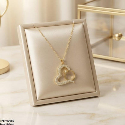 TPSH00989 TNR Stainless Steel Zircon Heart Ring Pendant - TPSH