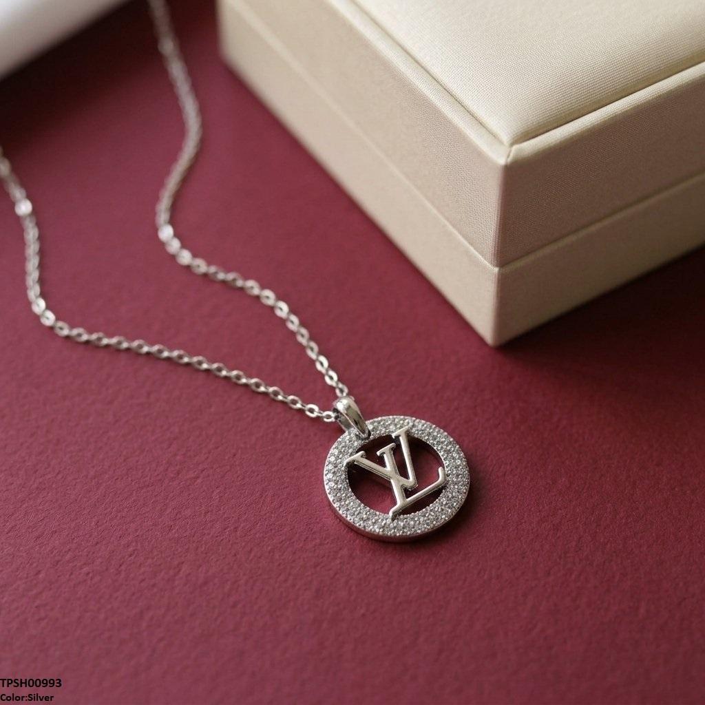 TPSH00975 TNR Stainless Steel Zircon Round Pendant - TPSH