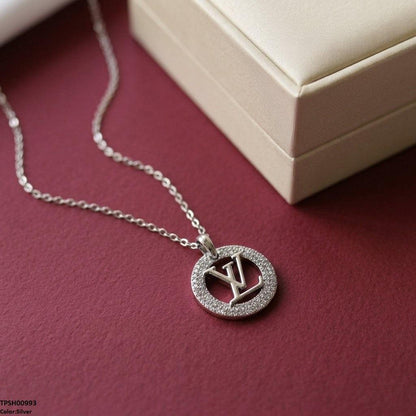 TPSH00975 TNR Stainless Steel Zircon Round Pendant - TPSH