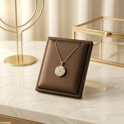 TPSH00997  TNR Stainless Steel Zircon Round Flower  Pendant - TPSH