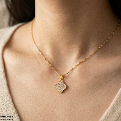 TPSH00998 TNR Stainless Steel Zircon Flower Pendant - TPSH