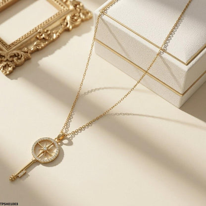 TPSH01003 TNR Stainless Steel Zircon Star Key Pendant - TPSH