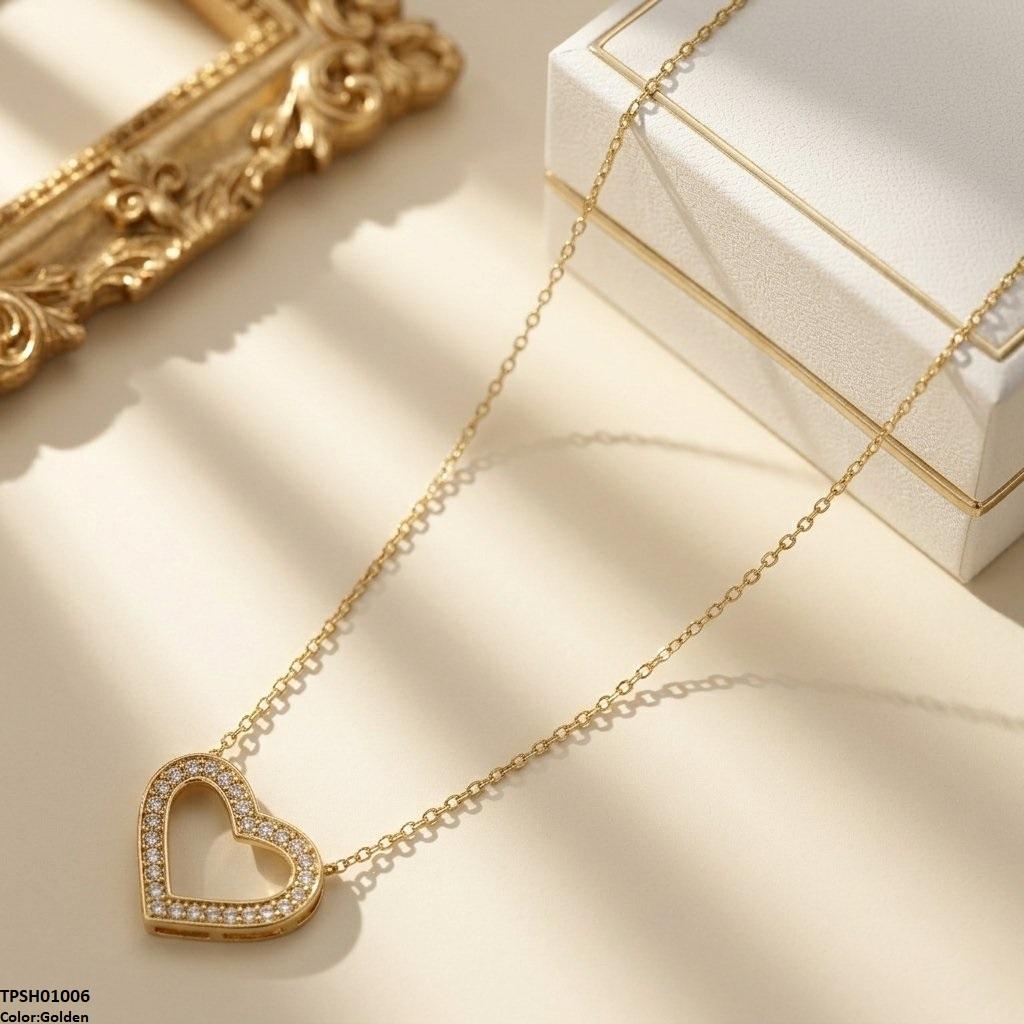 TPSH01006 TNR Stainless Steel Zircon Heart  Pendant - TPSH