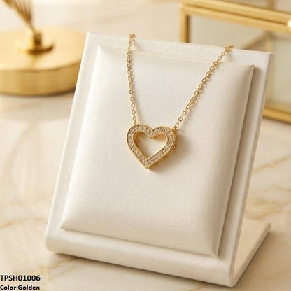 TPSH01006 TNR Stainless Steel Zircon Heart  Pendant - TPSH