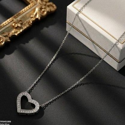 TPSH01006 TNR Stainless Steel Zircon Heart  Pendant - TPSH