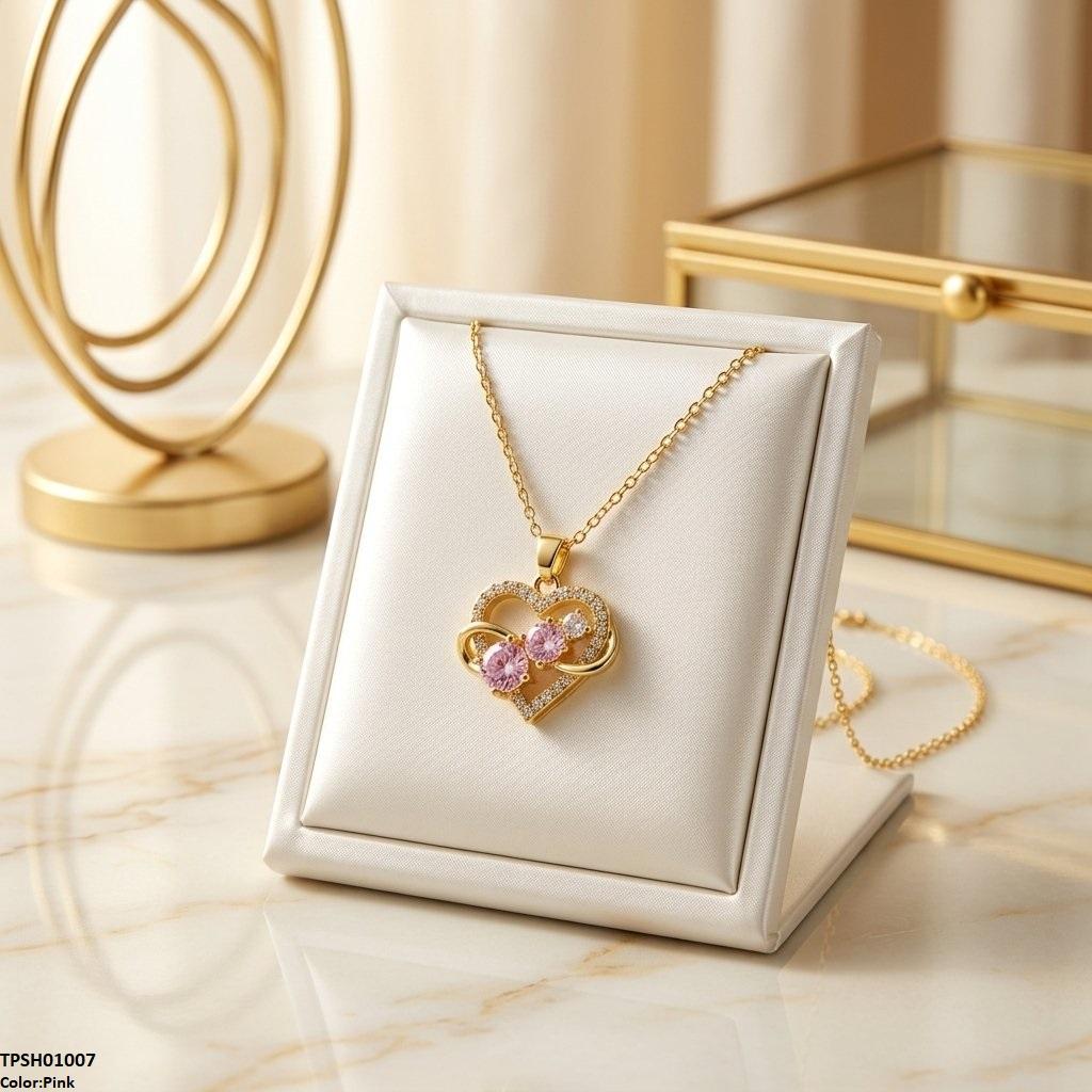 TPSH01007 TNR Stainless Steel Zircon Infinity Heart Pendant - TPSH