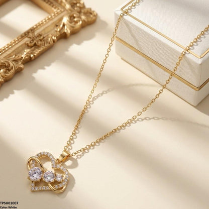 TPSH01007 TNR Stainless Steel Zircon Infinity Heart Pendant - TPSH