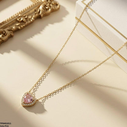 TPSH01011 TNR Stainless Steel Zircon Heart Pendant - TPSH