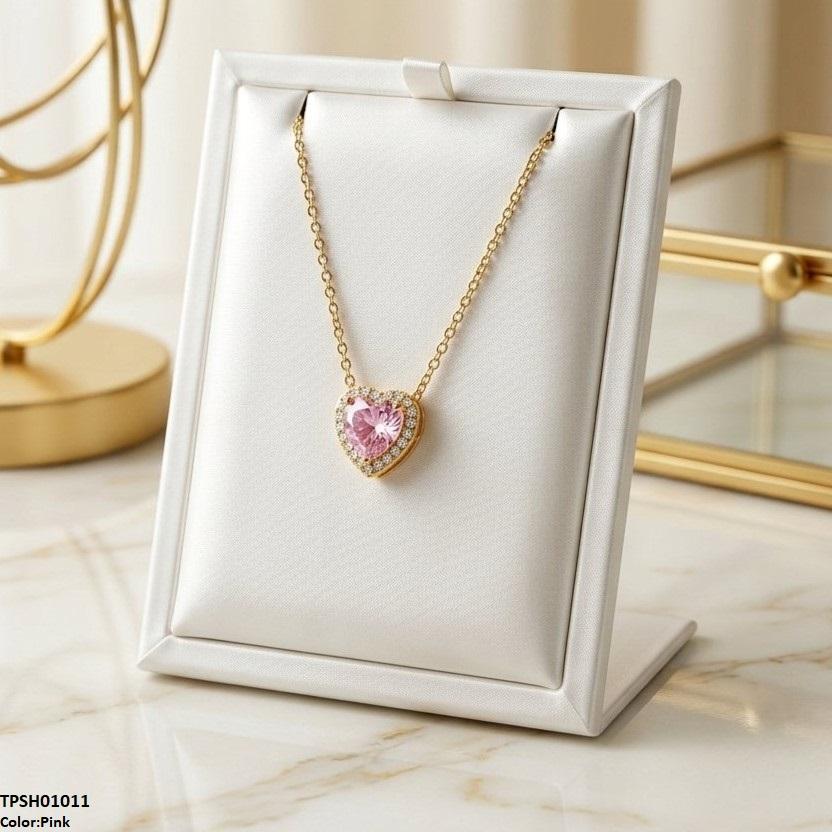 TPSH01011 TNR Stainless Steel Zircon Heart Pendant - TPSH