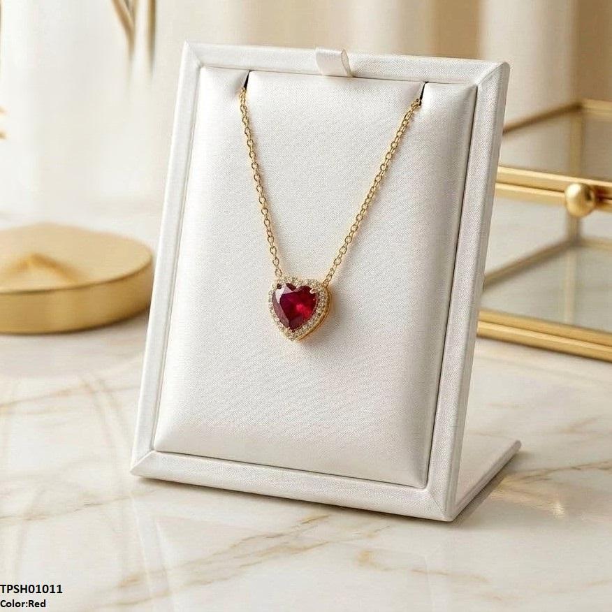 TPSH01011 TNR Stainless Steel Zircon Heart Pendant - TPSH