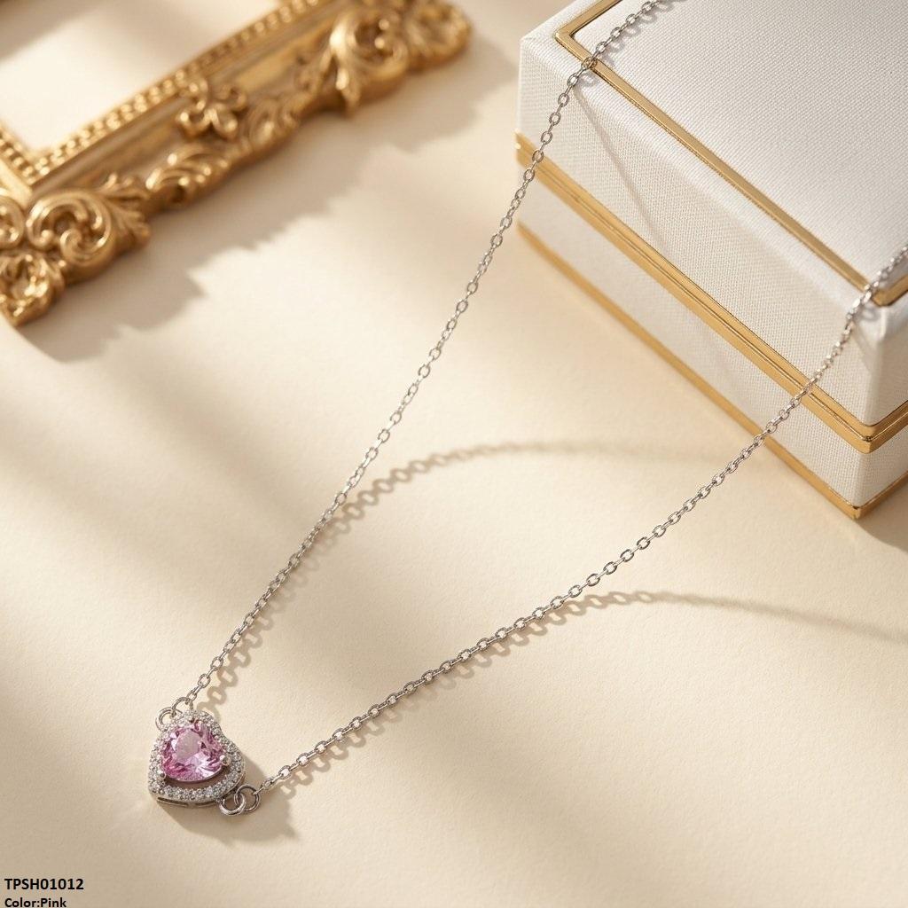 TPSH01012 TNR Stainless Steel Zircon Heart Pendant - TPSH