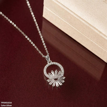 TPSH01016 TNR Stainless Steel Zircon Round Pendant - TPSH