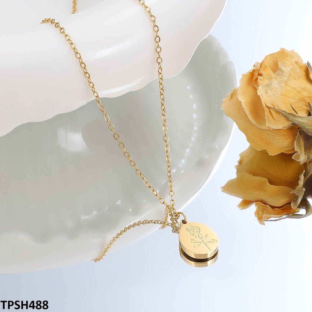 TPSH488 QWN  Stainless Steel Oval Flower Pendent